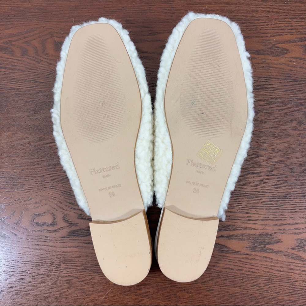 Flattered Malva Teddy Slip On Mules Cream Flats Women’s EU 38 - Picture 9 of 10